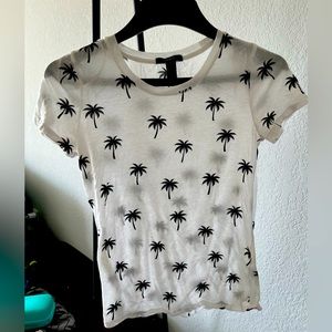 White and black palm tree shirt size small